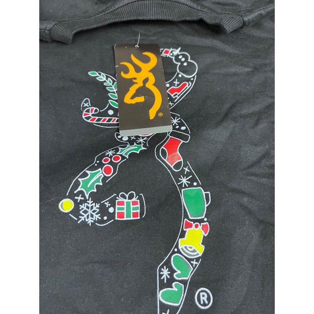 Browning Black Crewneck Sweatshirt XXL With Holiday Design 100% Cotton Casual Sp